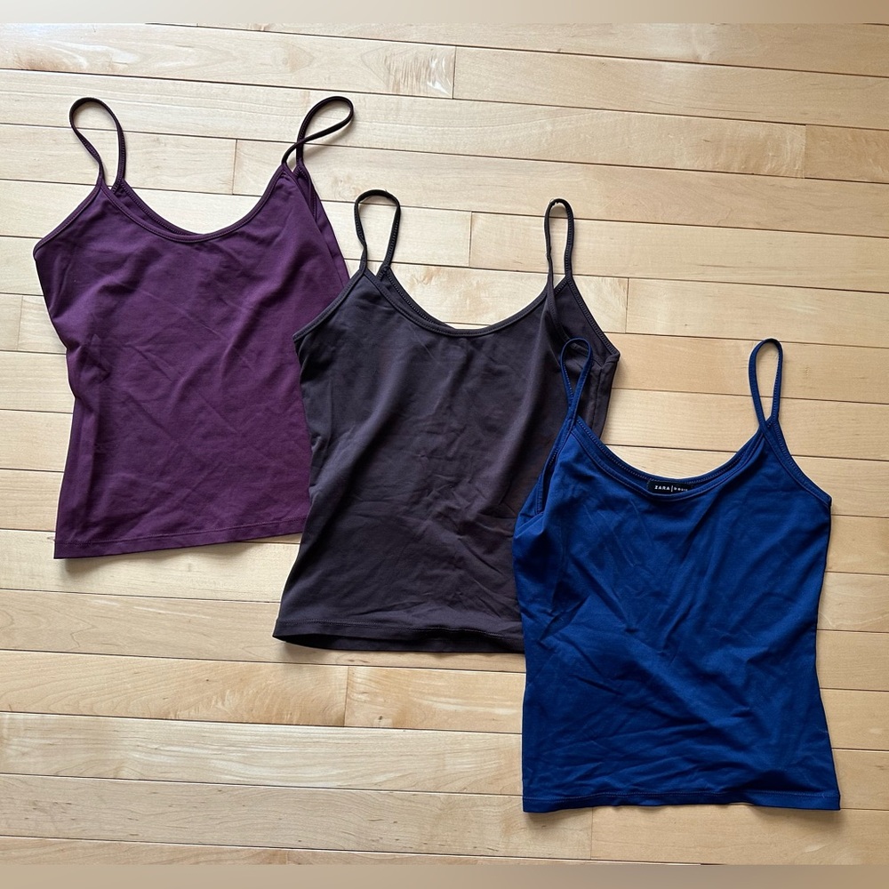 Zara Basic • VINTAGE spaghetti strap tanks • set … - image 1